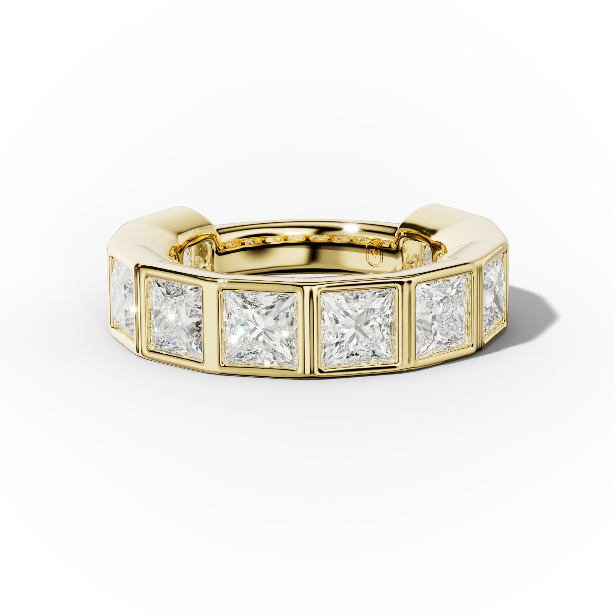 6.0 Carat Bezel Set Princess Cut Diamond Anniversary band